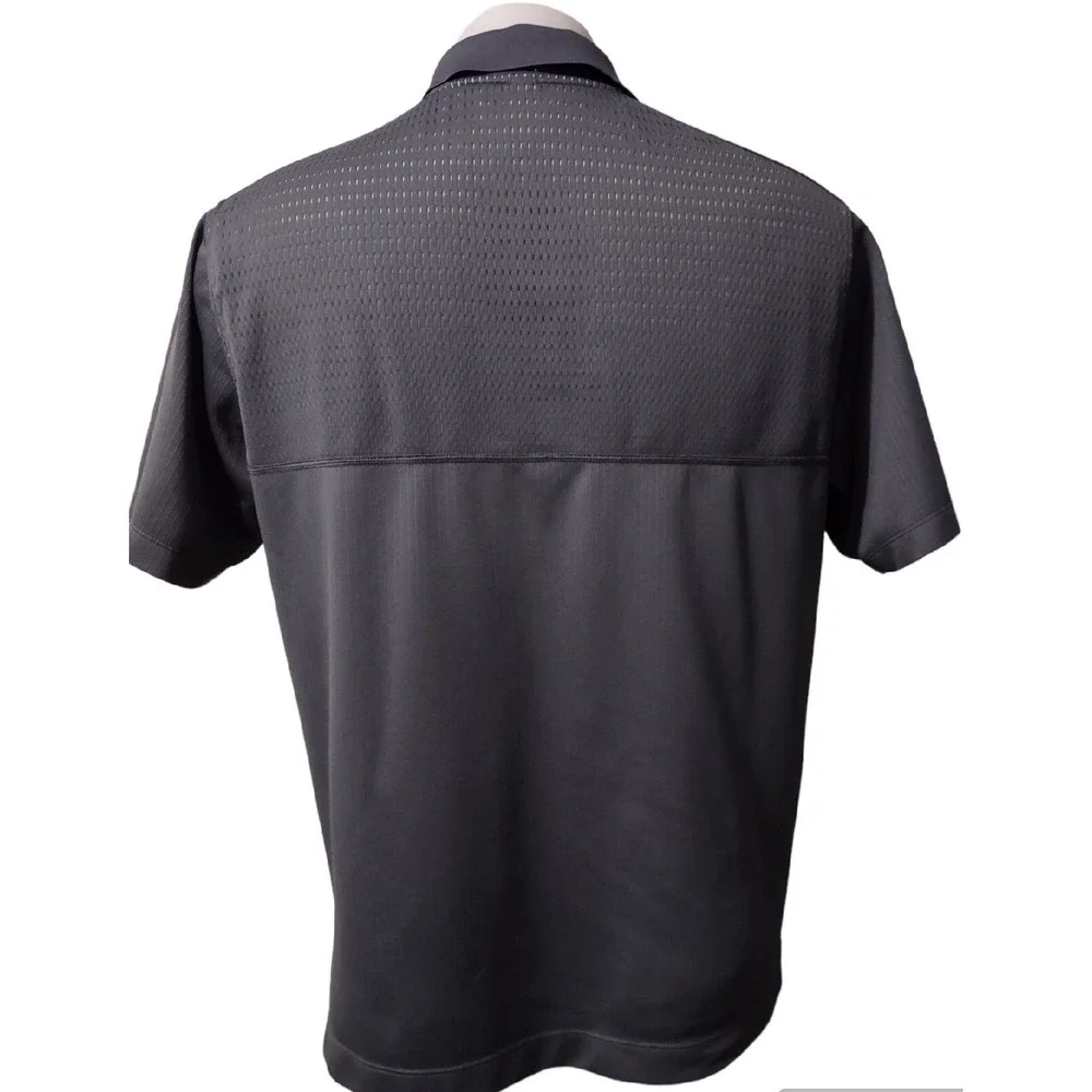 Nike Golf Polo Shirt Men's Large Dri Fit Gray Polyester Short Sleeve Mesh Lined